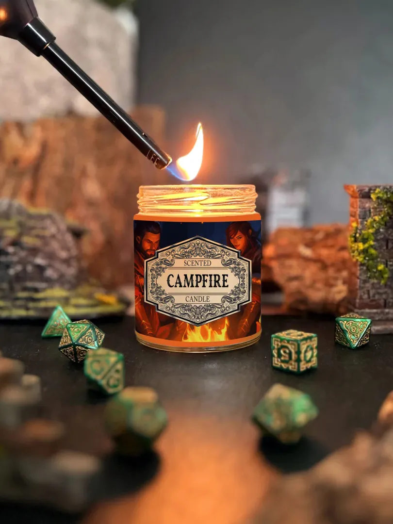 Scented Candle Campfire with Surprise D20 Dice