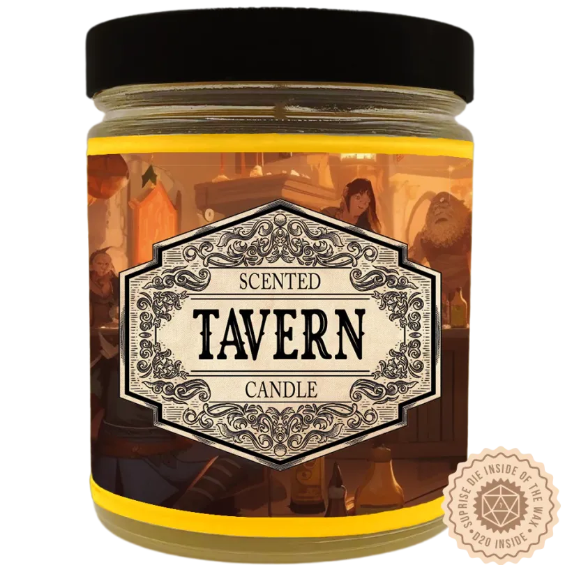 Scented Candle Tavern with Surprise D20 Dice
