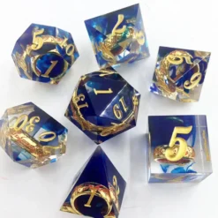 Sharp Edge Dice Set (7) Rings Blue
