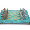 Spartan Warrior Chess set with blue/brown chessmen and Meander bronze chessboard 28 x 28cm (Small) Manopoulos