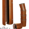 Synthetic leather dice cup set of 5 with case incl. 25 dice, brown (7996)