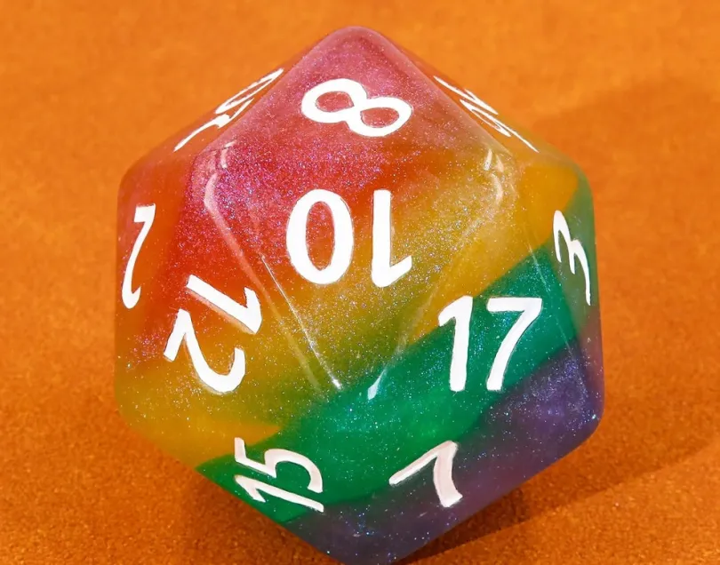 Titan D20 Glitter Rainbow 55mm With Dicebag