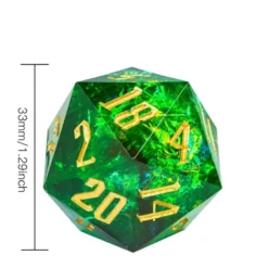 Titan D20 Green Glitter 33mm Gold Font