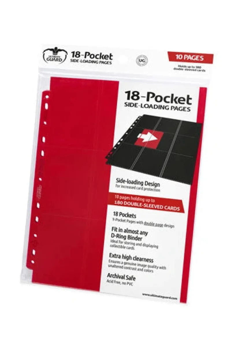 Ultimate Guard 18 Pocket Pages Side Loading Red 10 Ultimate Guard