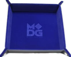 Velvet Folding Dice Tray 10x10 Blue with Leather Backing
