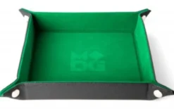 Velvet Folding Dice Tray 10x10 Green with Leather Backing