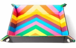 Velvet Folding Dice Tray 10x10 Rainbow with Leather Backing