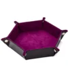 Velvet PU Leather Folding Hexagon Dice Tray - Mörk Rosa