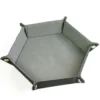 Velvet PU Leather Folding Hexagon Dice Tray - Grå