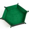 Velvet PU Leather Folding Hexagon Dice Tray - Mörk Grön