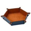Velvet PU Leather Folding Hexagon Dice Tray - Brun