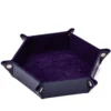 Velvet PU Leather Folding Hexagon Dice Tray - Dark Purple