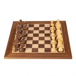 Walnut Schack set 50x50cm (Large) with Staunton Chessmen Manopoulos