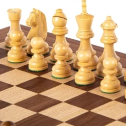 Walnut Schack set 50x50cm (Large) with Staunton Chessmen Manopoulos