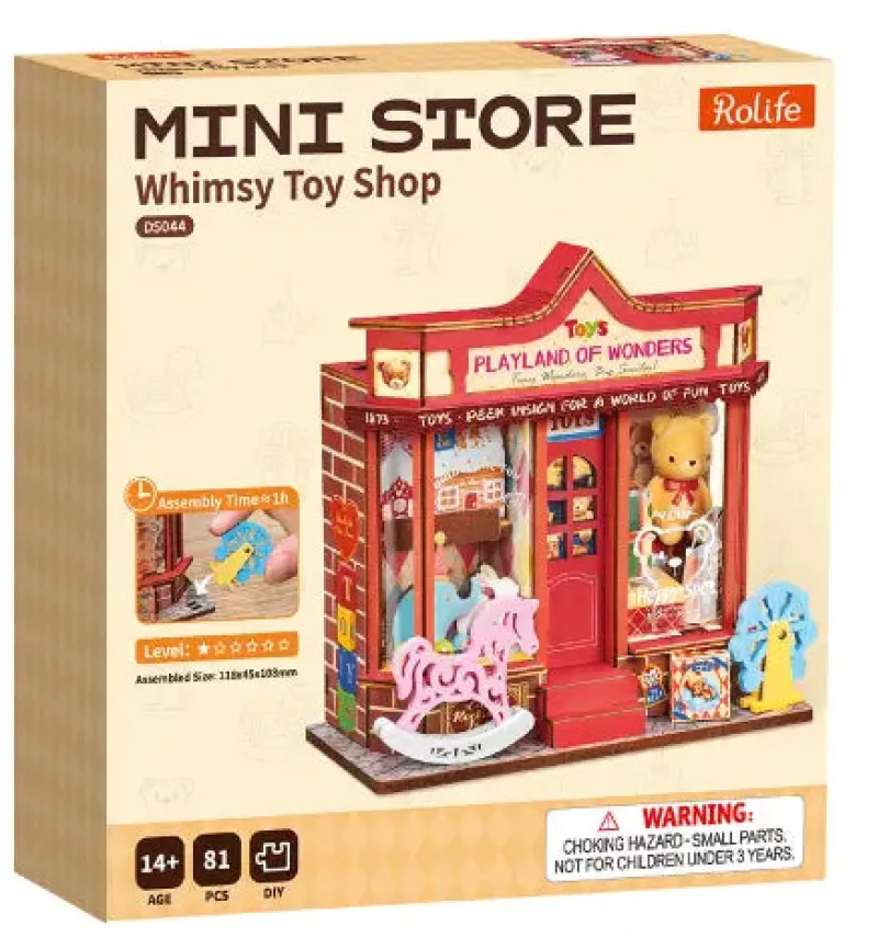 Whimsy Toy Shop - DIY Miniature House, Bookshelf Decoration Kit - Rolife